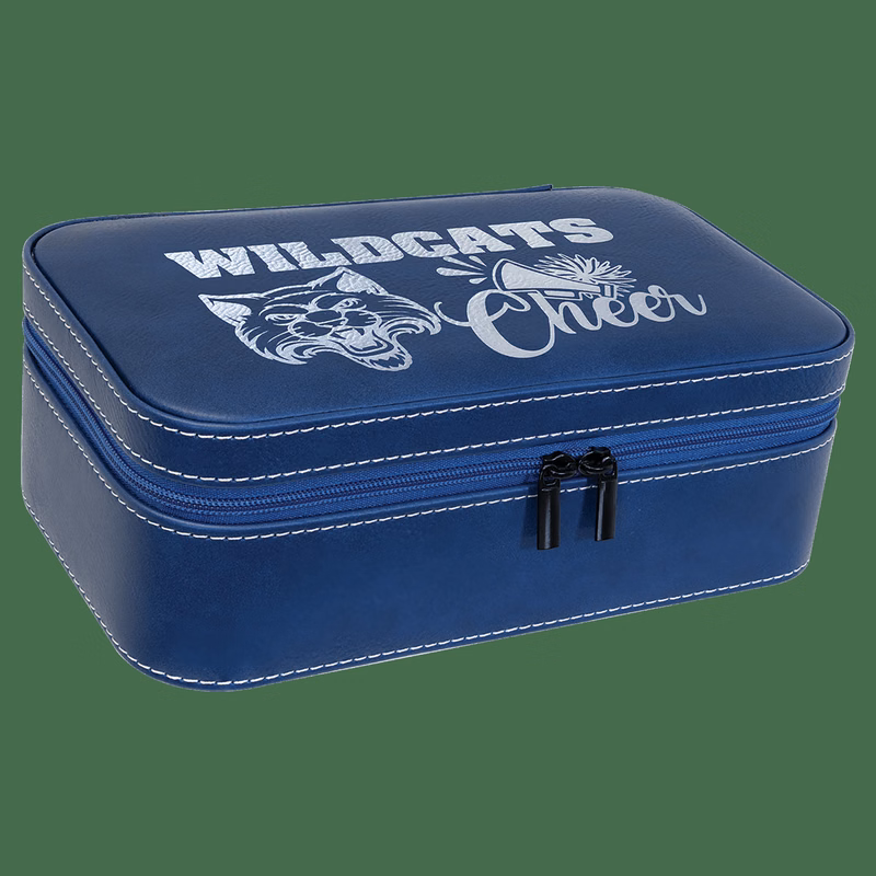 7 1/2" X 4 1/2" Blue/Silver Leatherette Jewelry Box