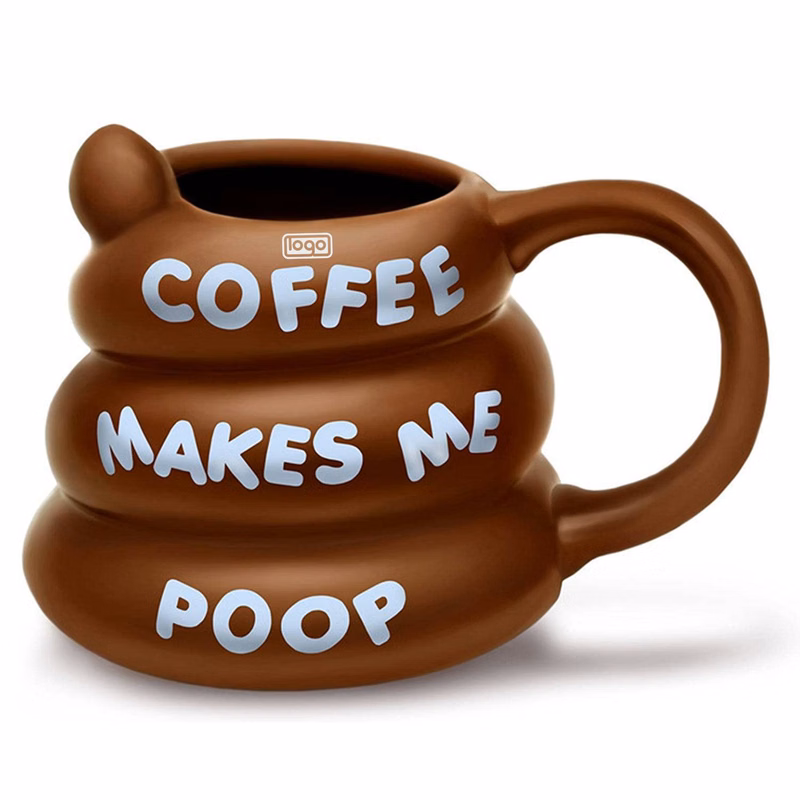 14oz Poop Shape Funny Ceramic Mug w/ Handle