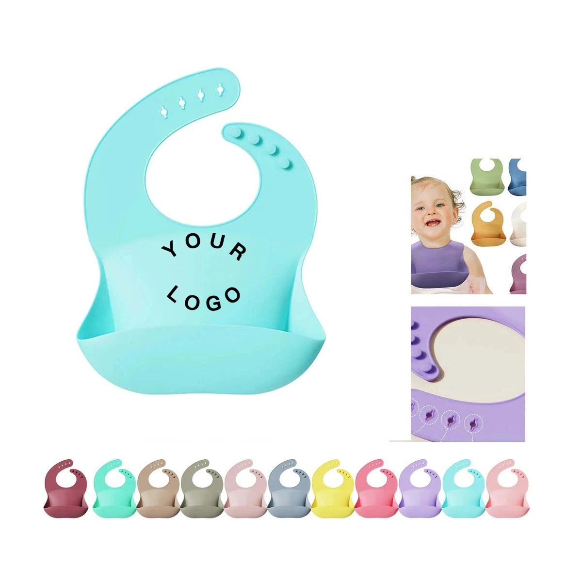 Reusable Silicone Baby Bib with Adjustable Strap 1