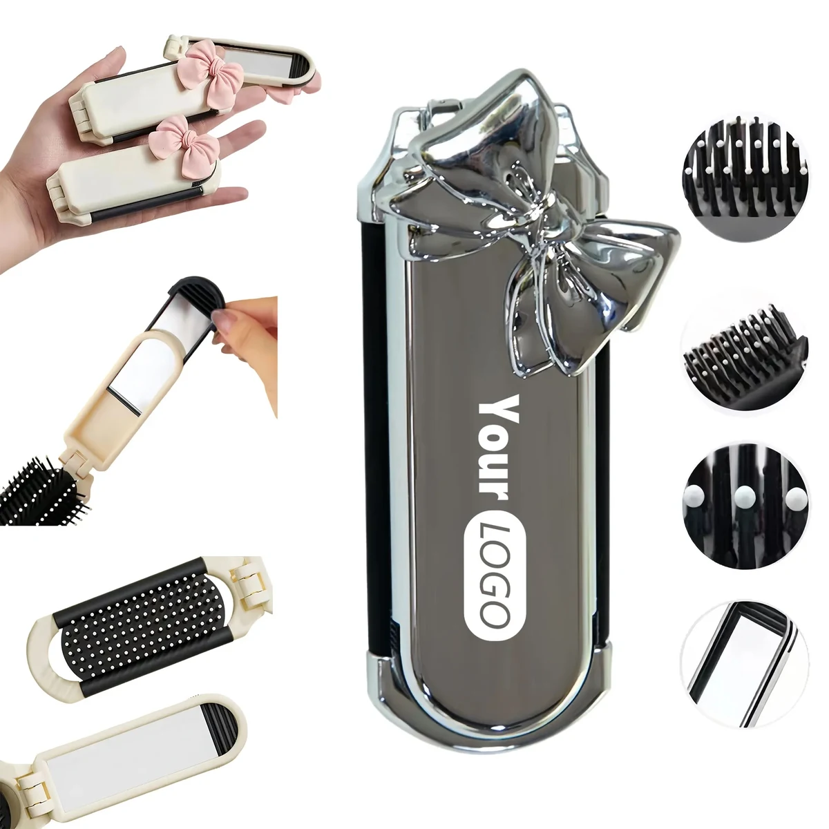 Premium Foldable Mirror Comb With Air Cushion Massage 1