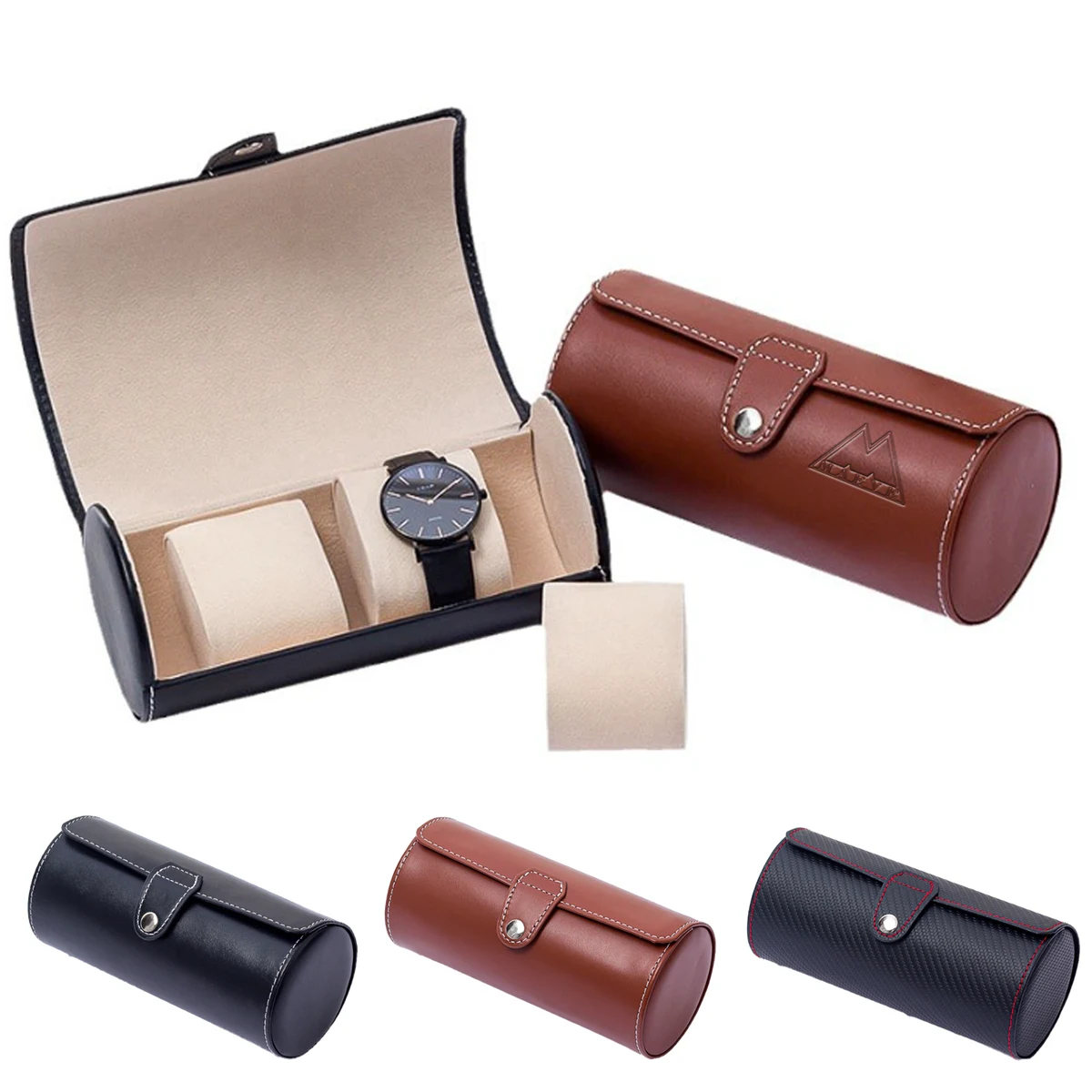 Pu Leather Travel Watch Roll Organizer Display Case 1