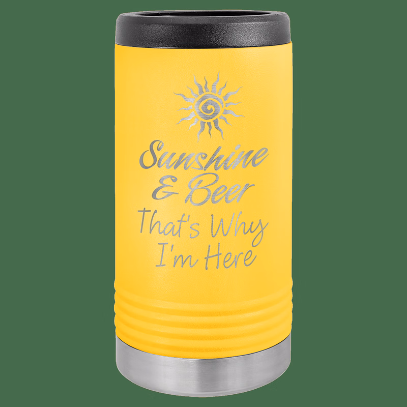 Yellow Laser Engraved Polar Camel Slim Beverage Holder
