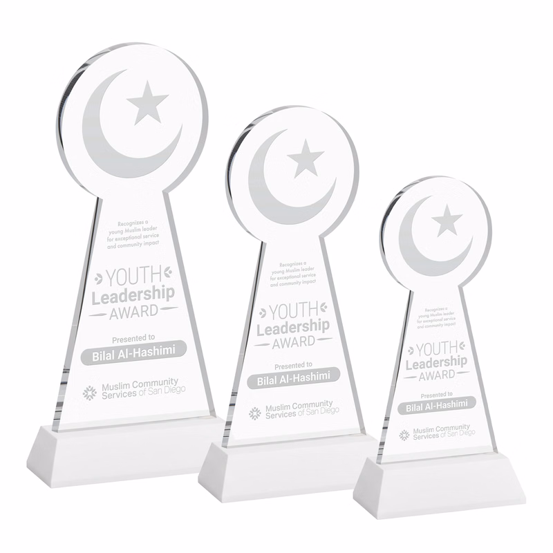 Crescent & Star Award on Hartford Base - White
