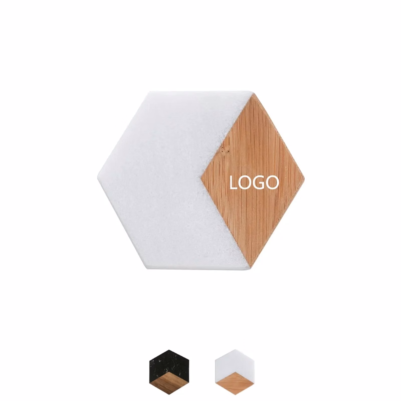 Wood And Marble Hexagon Coasters