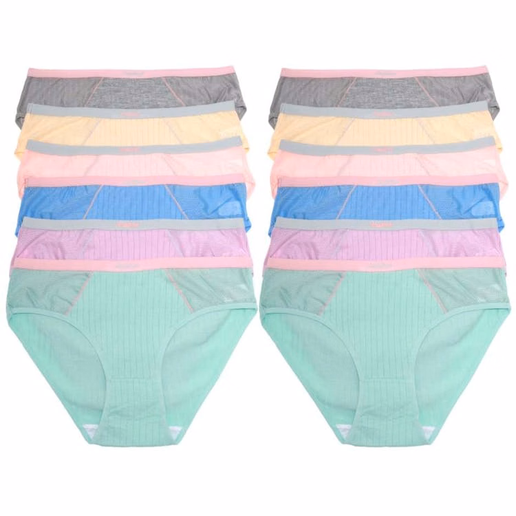 Ribbed Cotton Bikini Panties - Size Small-XL Assorted Colors