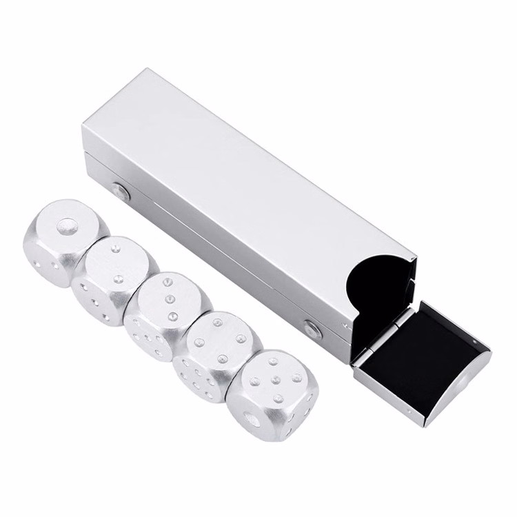5 Pieces Aluminum Alloy Rounded-Corner Dice Set