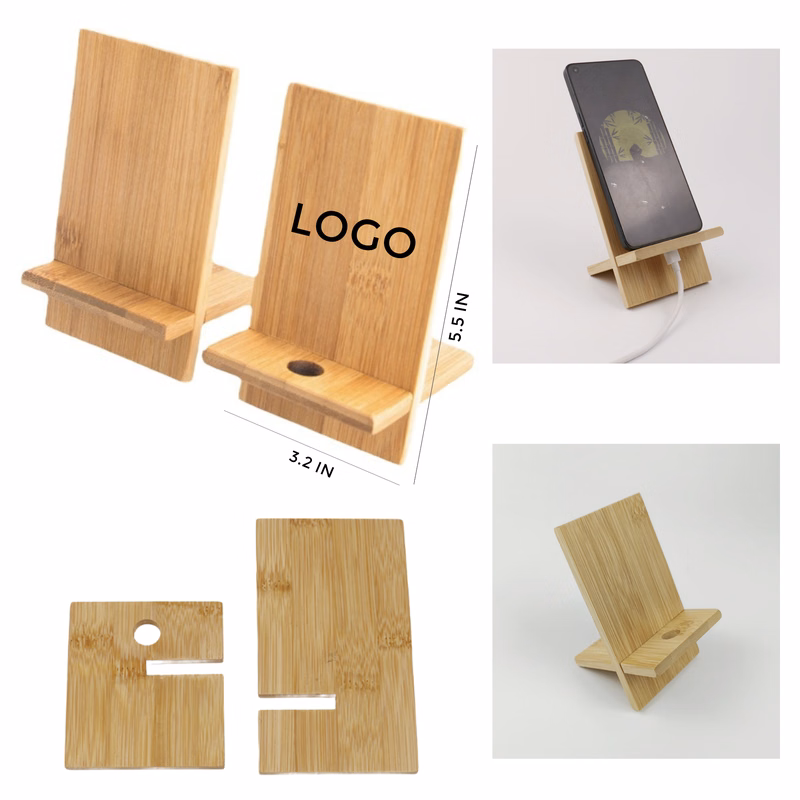 MOQ 10 PCS Stylish Bamboo Portable Cell Phone Holder