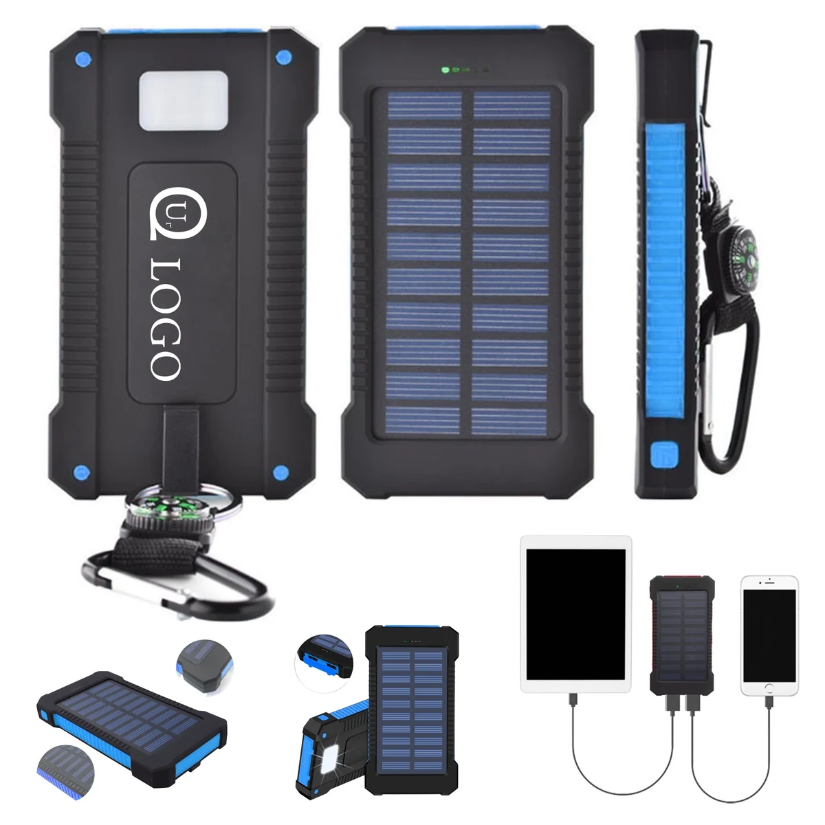 10000Mah Solar Power Bank Flashlight W/ Compass 1