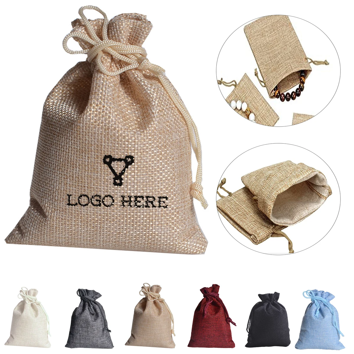 Multi-color Linen Drawstring Storage Bag 1