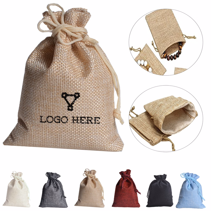 Multi-color Linen Drawstring Storage Bag