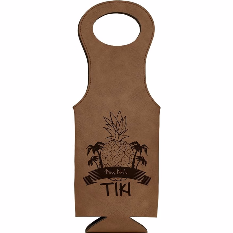 Dark Brown Leatherette Wine Bag