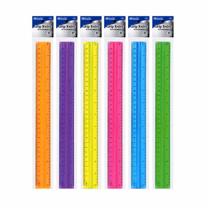 12" Rulers - Assorted Colors Raised Grip