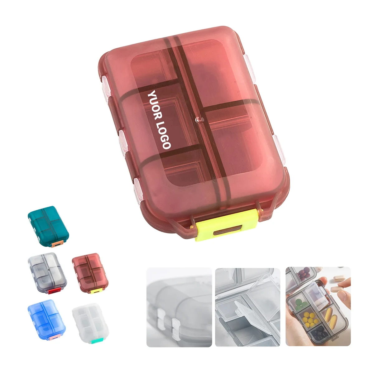 10-Compartment Portable Pill Organizer with Frosted Finish 1
