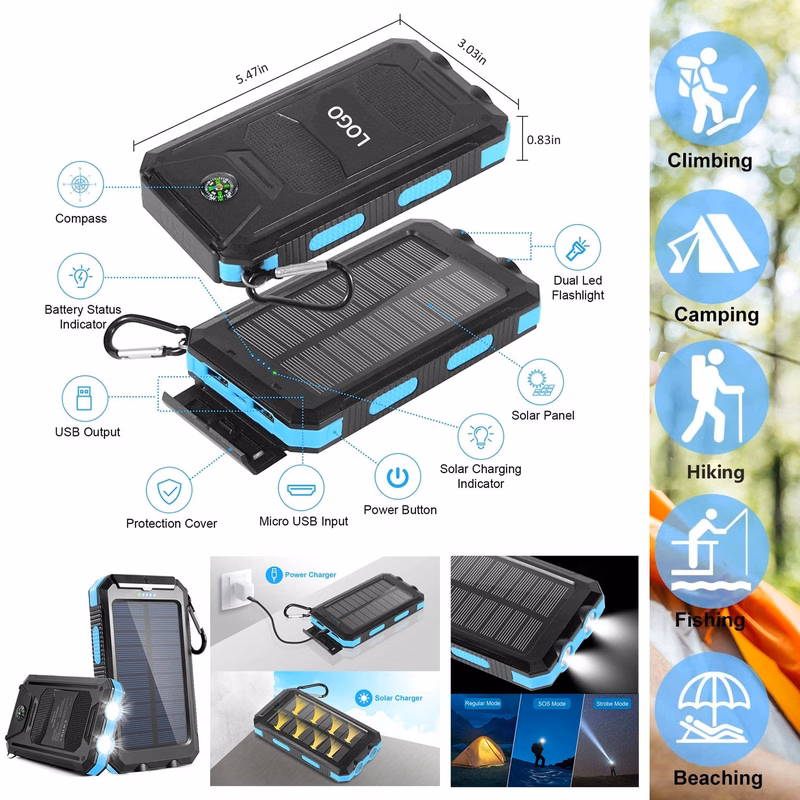 Fast Shipping-Solar Charger Carabiner Power Bank