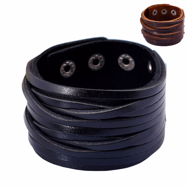 PU Punk wide-skin woven bracelet