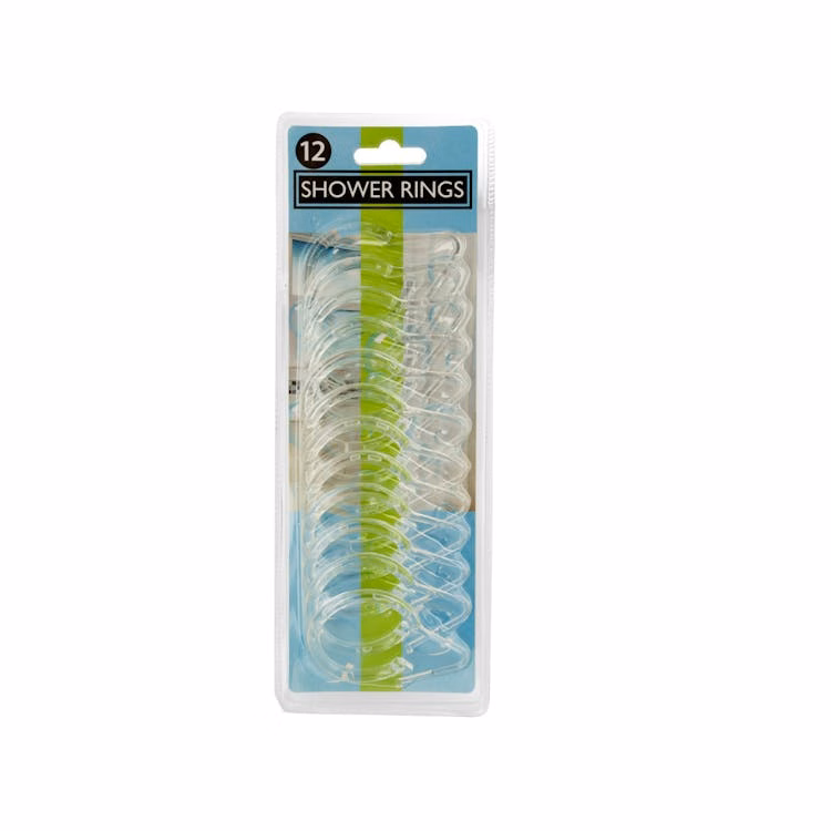 Shower Curtain Rings - Transparent 12 Pack 2.75" x 2"