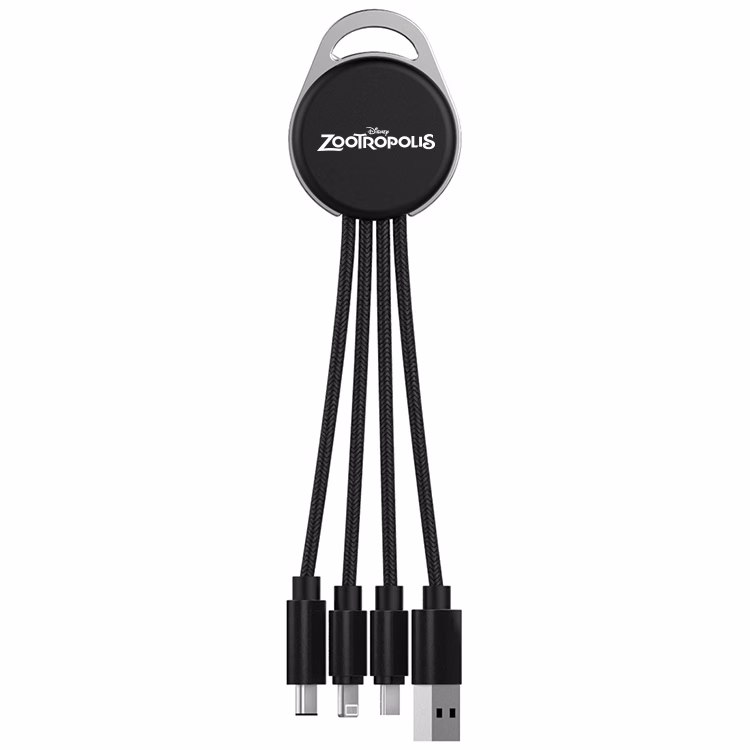 Multi-Device Charging Cable with Light-Up Logo – USB, Lightning, Type-C & Micro USB