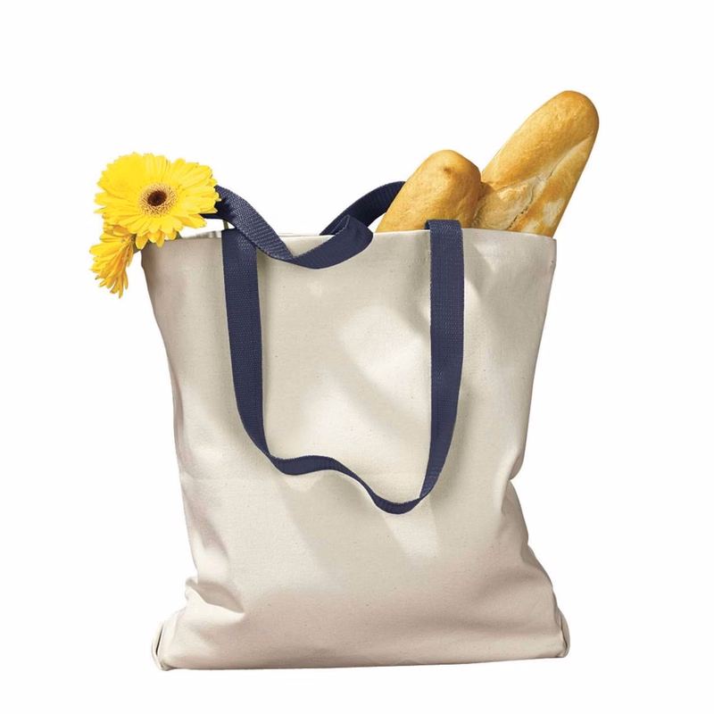 Canvas Tote with Contrast-Color Handles - BE010