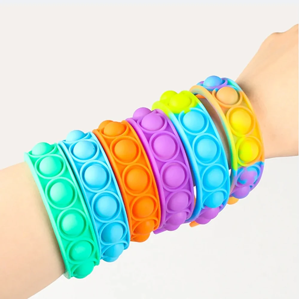 Multicolor Stress Relief Finger Press Bracelet Wristban 1
