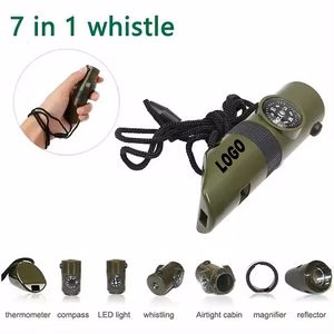 7 In 1 Outdoor Emergency Survival Whistle With Lanyard
