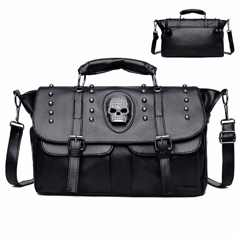 PU Punk vintage shoulder biker diagonal bag