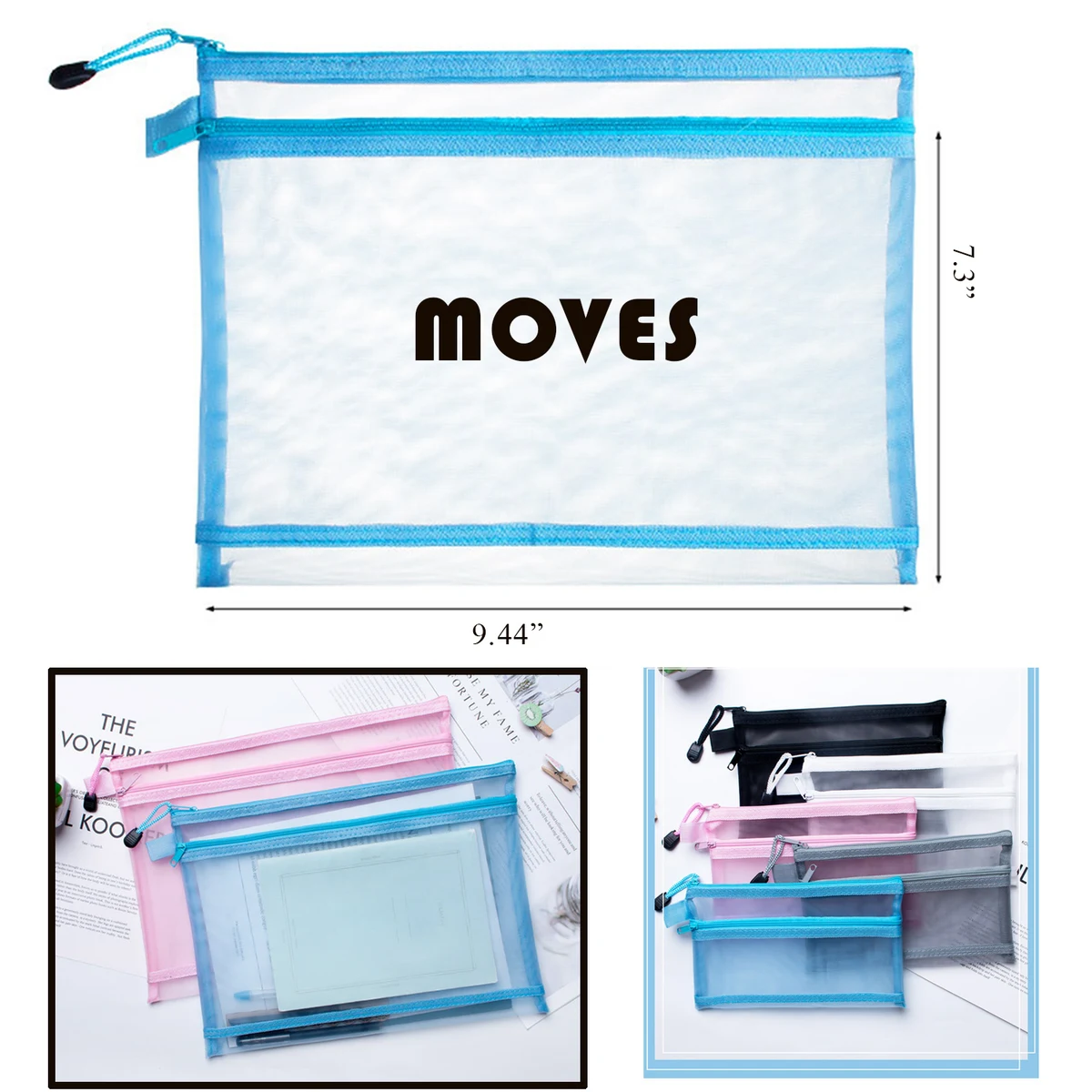 A5 Transparent Double-Layer Mesh File Bag 1