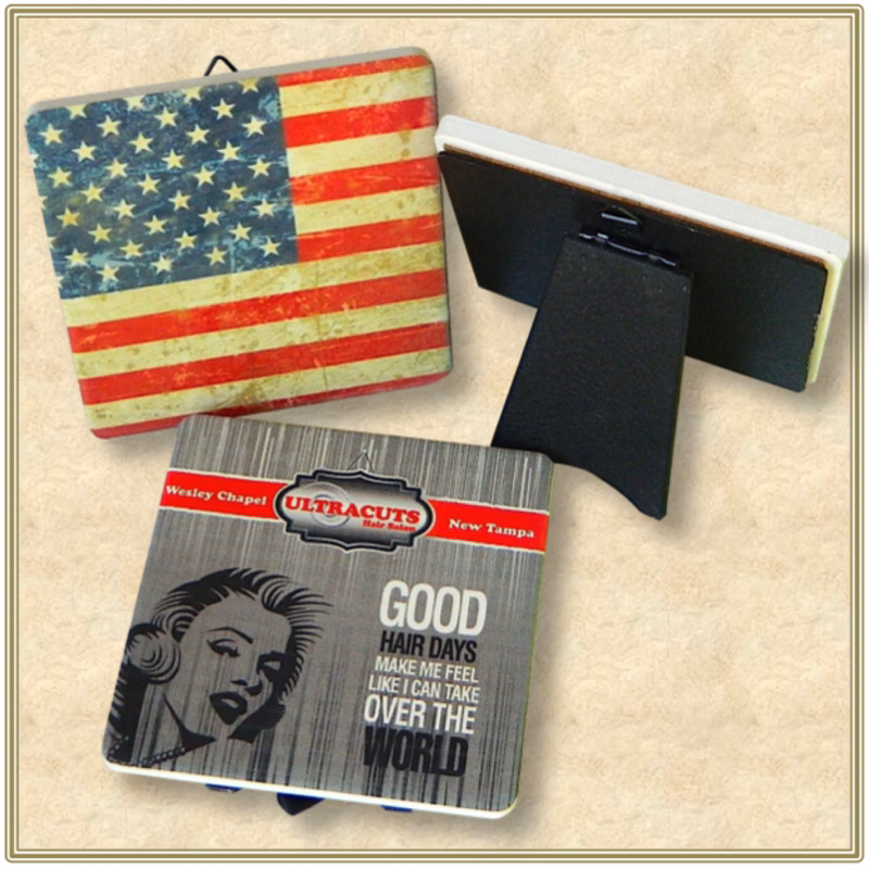Custom Printed Square Stone Coaster with Easel Backing - Basic Print