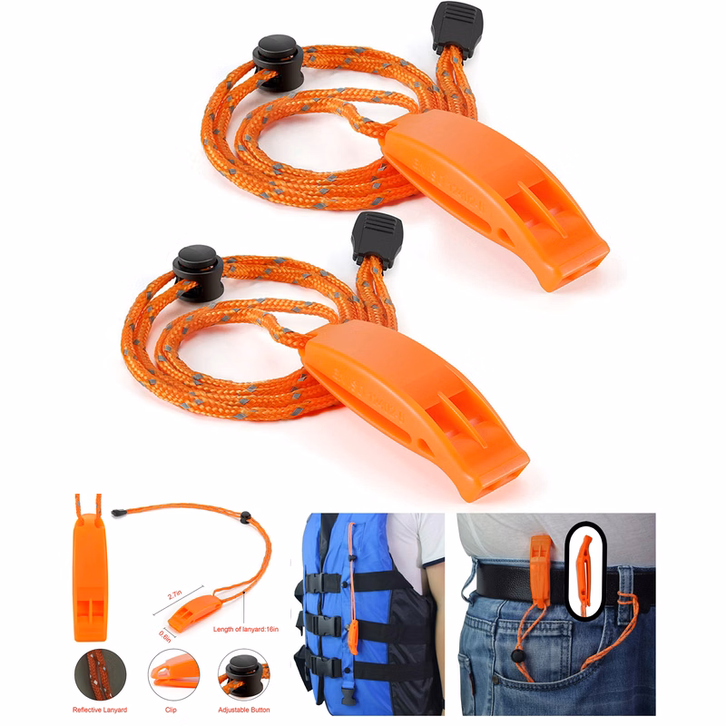 2 Pack Emergency Whistles with Lanyard
