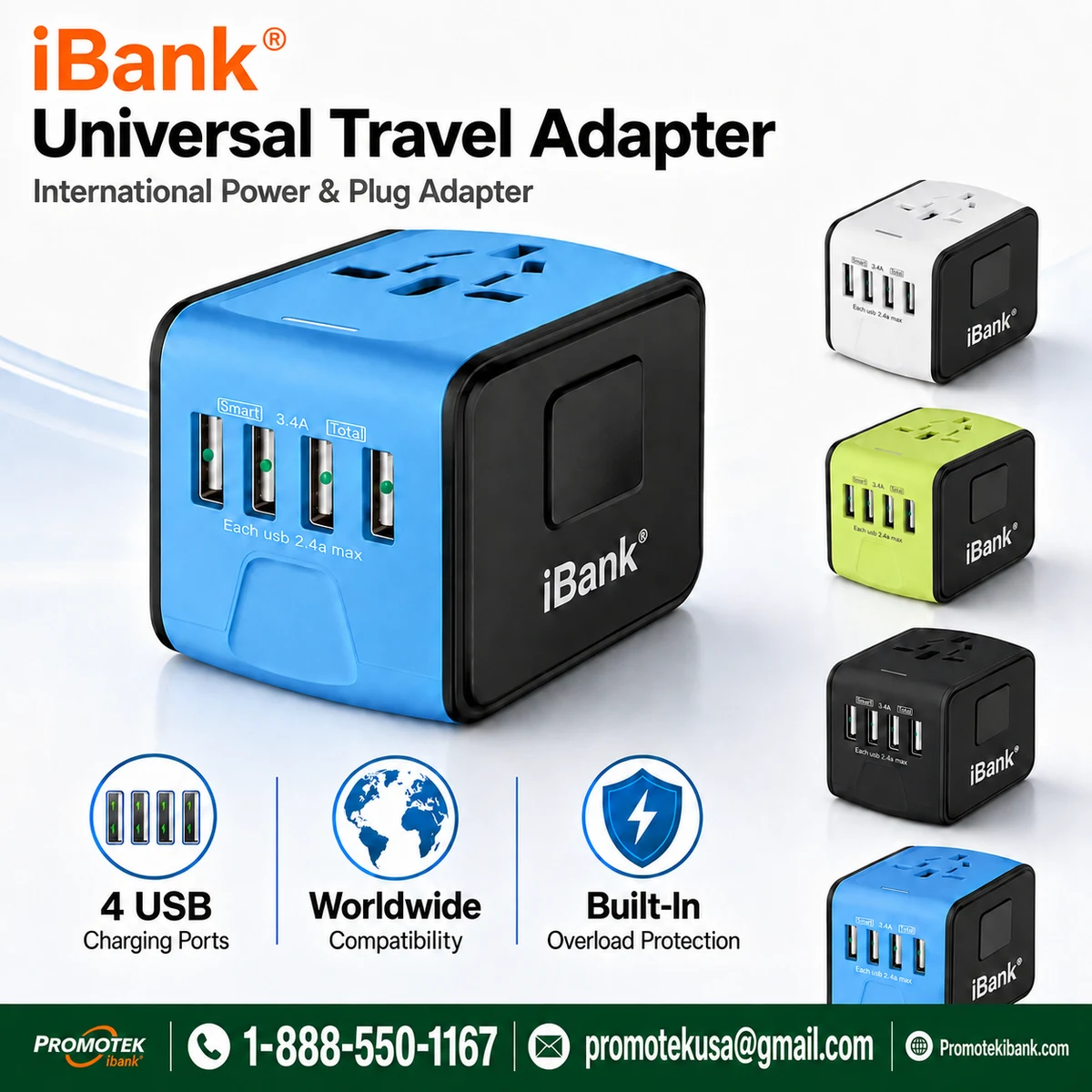 iBank ® Universal Travel Adapter, International Power Adapter 1