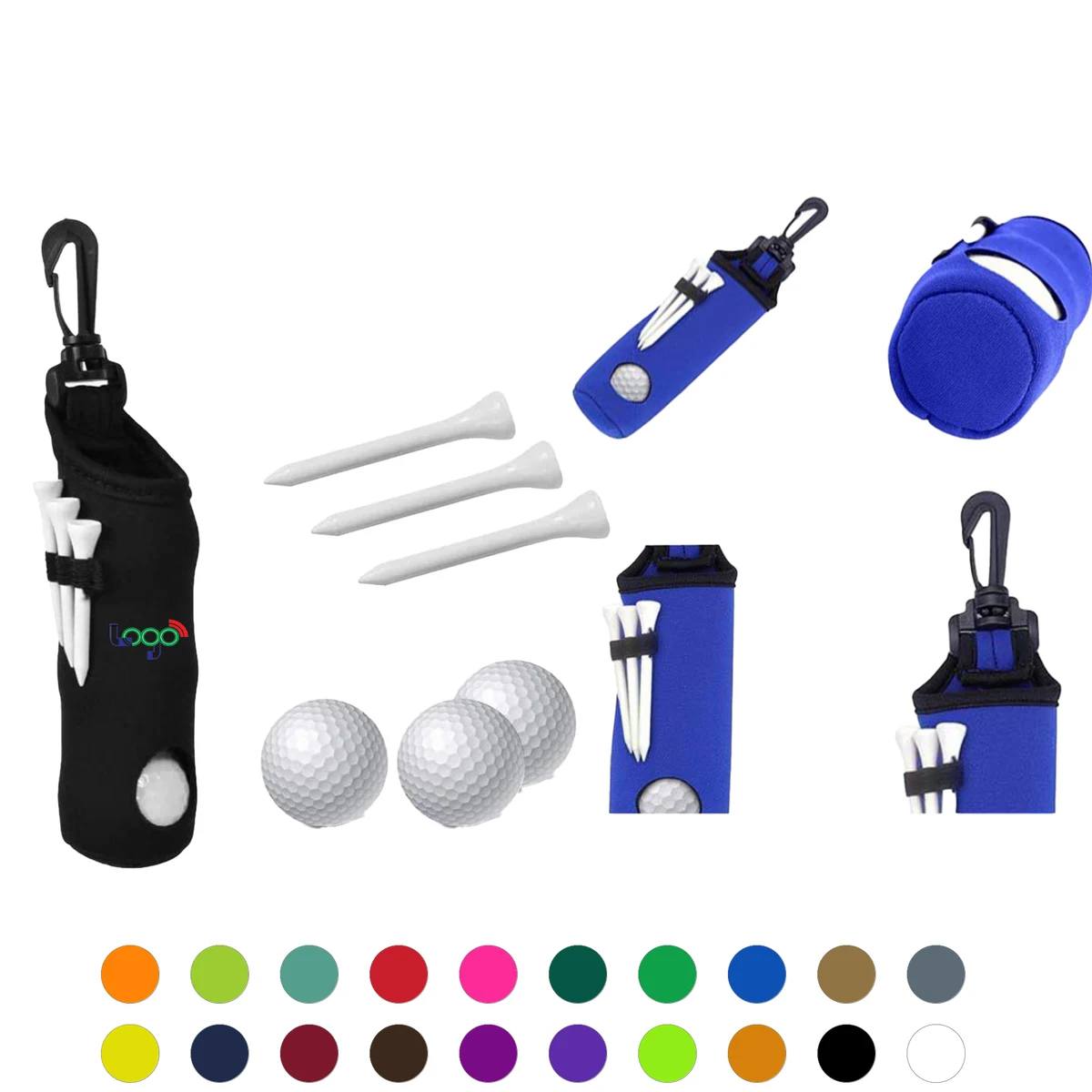 Custom Neoprene Golf Ball & Tee Pouch with Clip 1