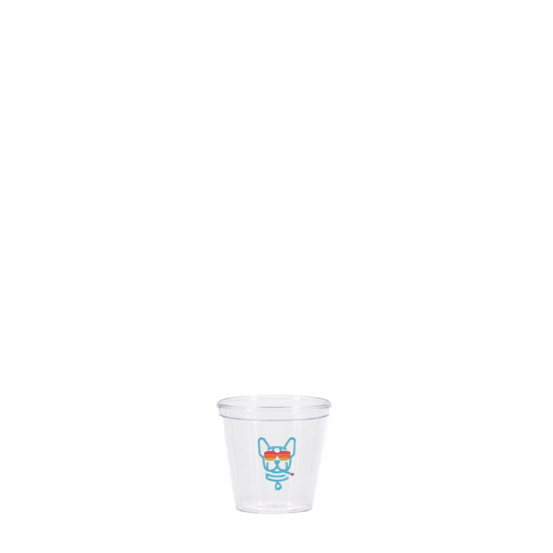 1 oz Hard Plastic Smooth Cup Clear Digital Print