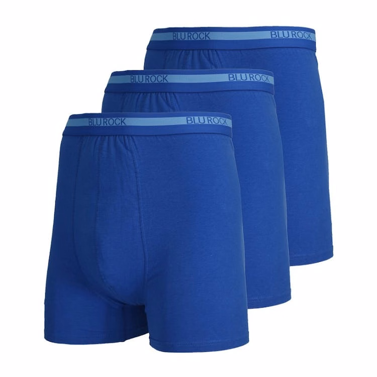 Men's Cotton Boxer Briefs - Medium Blue Large 3 Pack