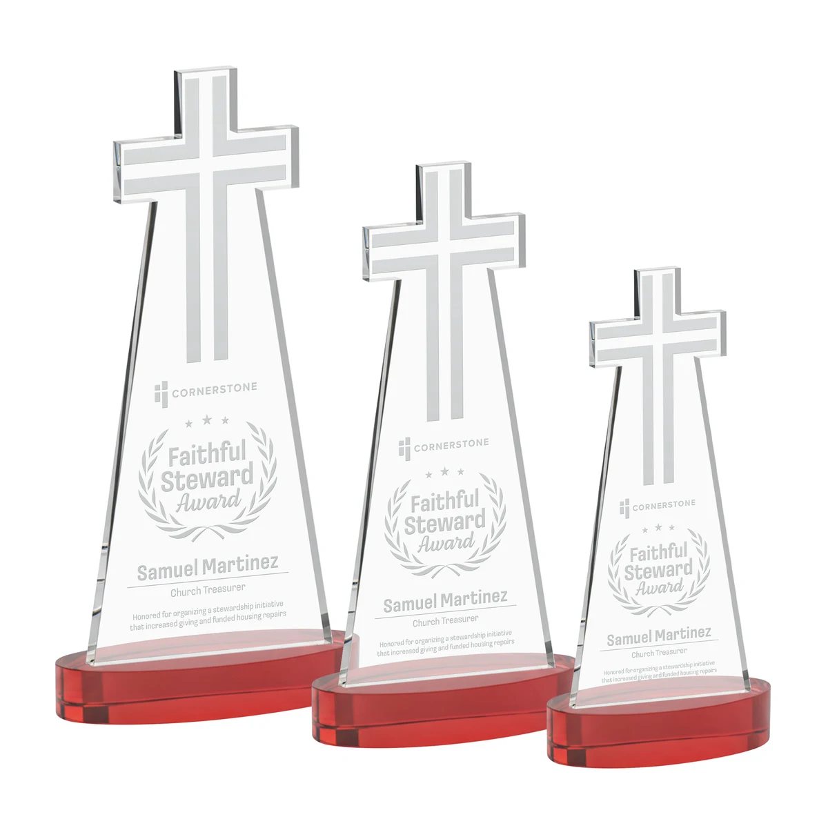 Cross Award on Alberton Base - Red 1
