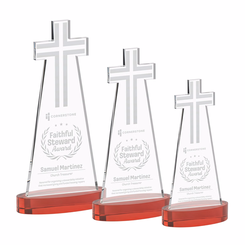 Cross Award on Alberton Base - Red