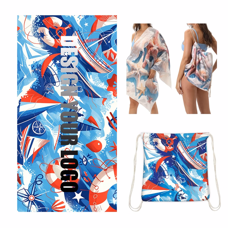 63" Custom Foldable Printed Beach Towel Backpack