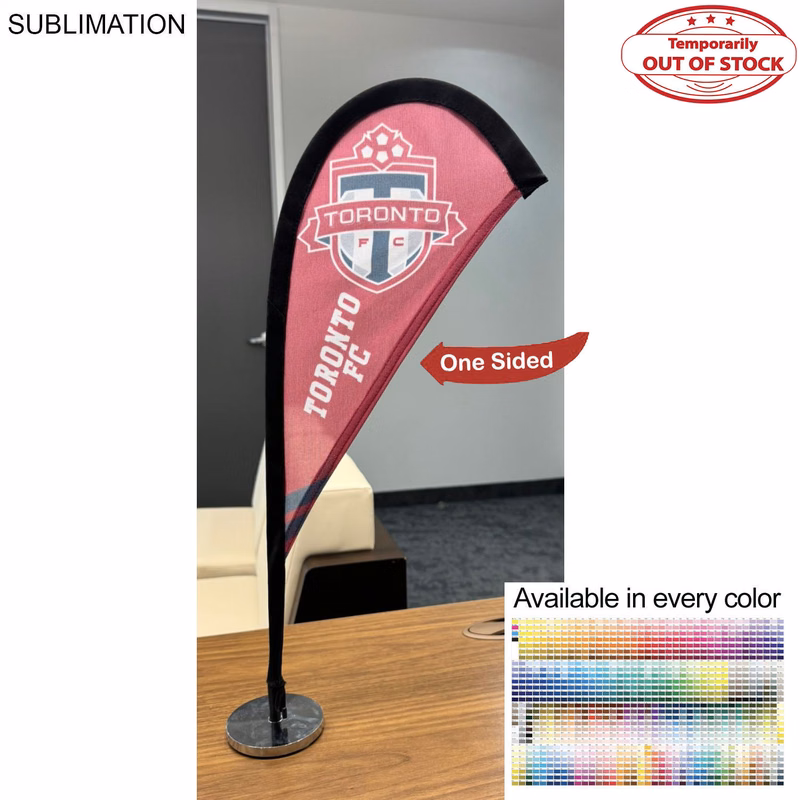 Table Topper Teardrop Sail Sign Flag, 20", Full Color Graphics One Side