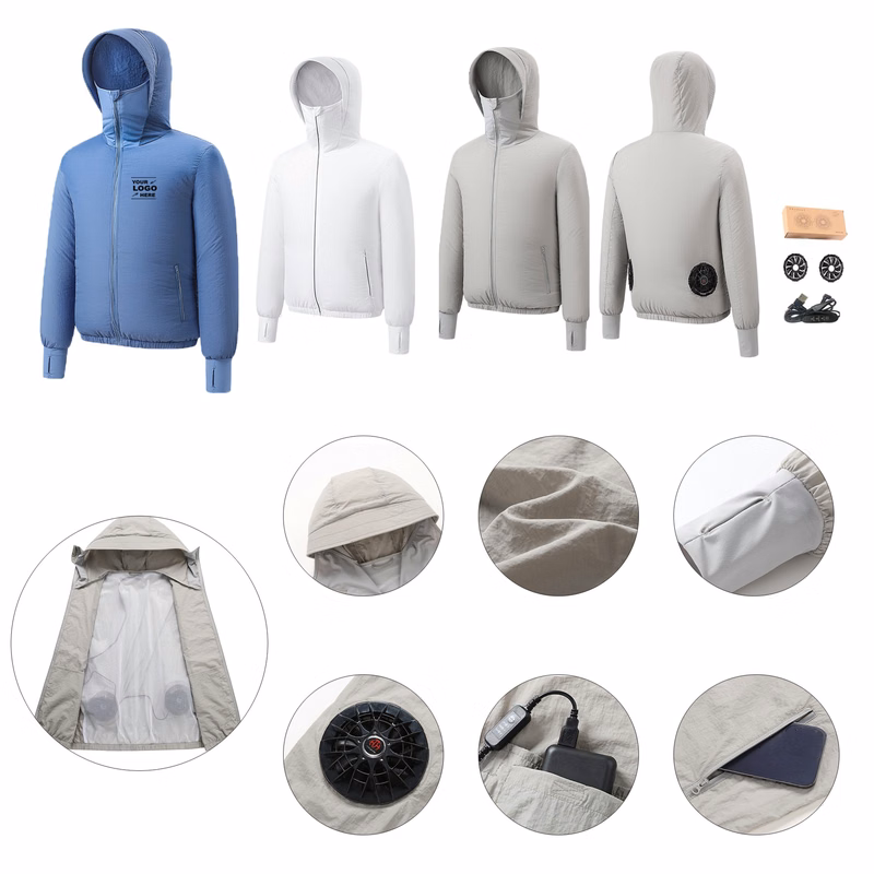 Men's Breathable Lightweight Cooling Jacket With Mini Fan