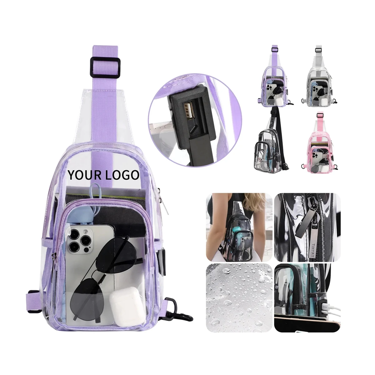 MOQ 50 Transparent PVC Chest Bag with Large Capacity 1