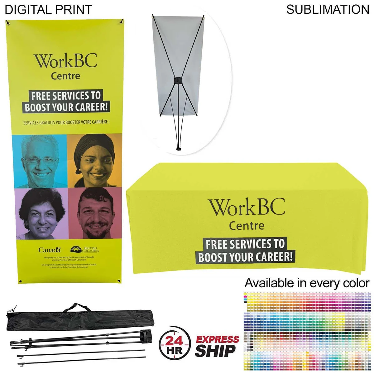 24Hr Express - Tradeshow Package, Tripod Banner with Graphics DP788 + Sublimated Tablecover SU499 1