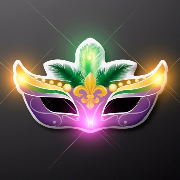 LED Mardi Gras Mask Blinky Pins