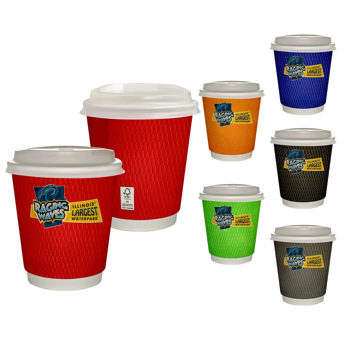 10 oz Full Color Wave Insulated Paper Cup With Lid 1