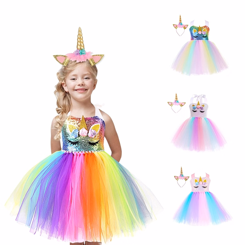 Sequin Unicorn Dress For Girls