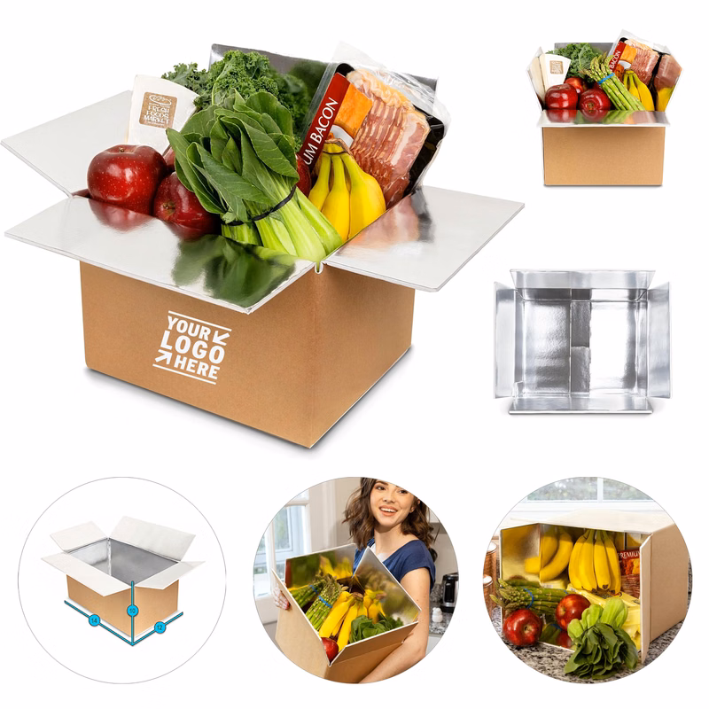 14" x 12" x 10" Nice Pack Insulated Aluminum Frozen Food Reusable Cooler Shipping Box