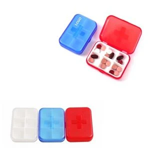 6 Compartment Classic Pill Case Tablet Box With Health Cross Design 1