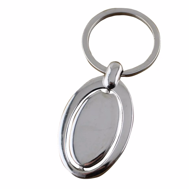 Spinning Oval Metal Keychain
