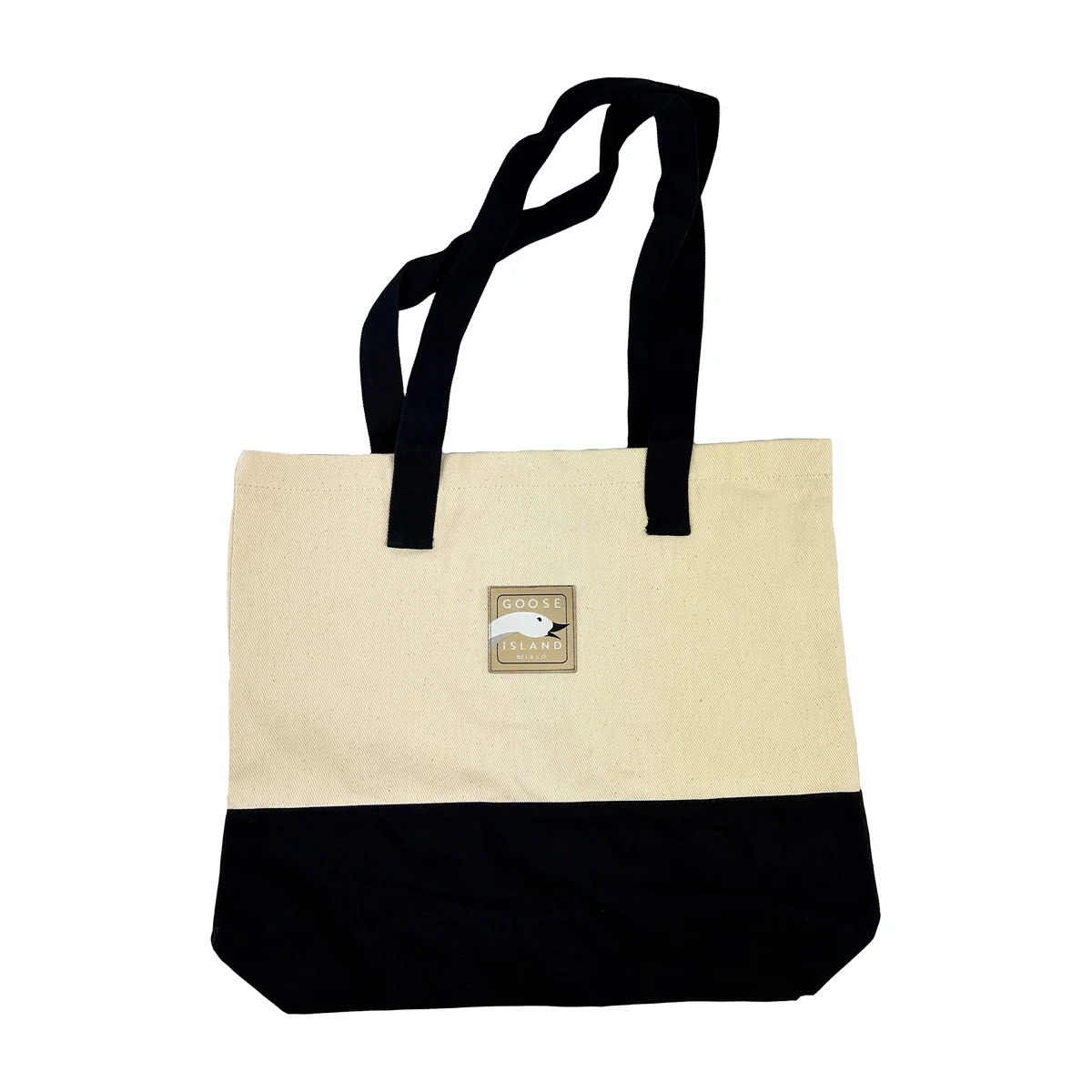 Color block Cotton Tote w/ Sewn Woven Patch - "Elite" Weave 1