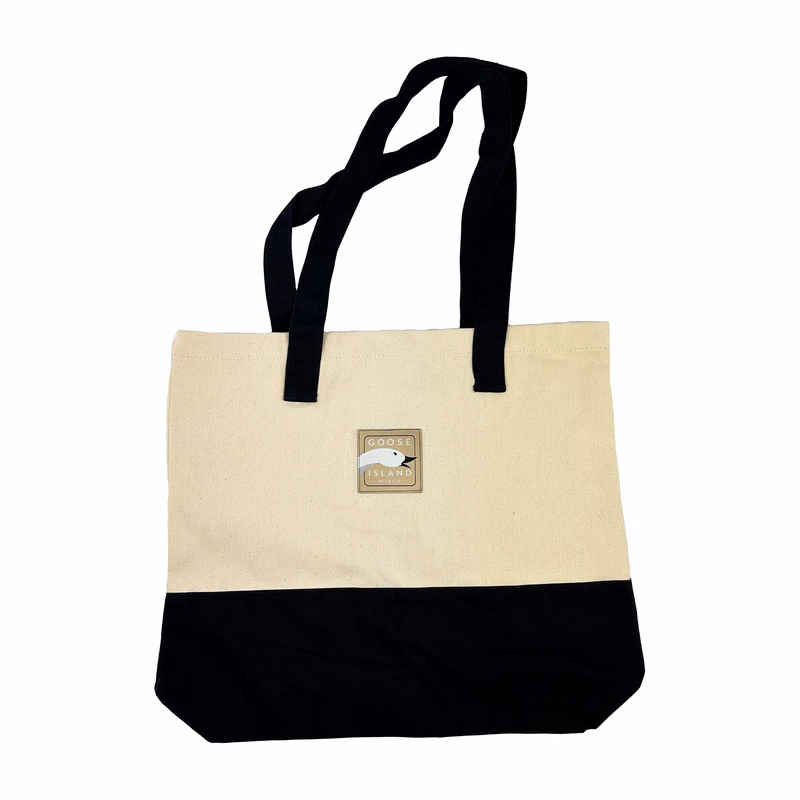 Color block Cotton Tote w/ Sewn Woven Patch - "Elite" Weave