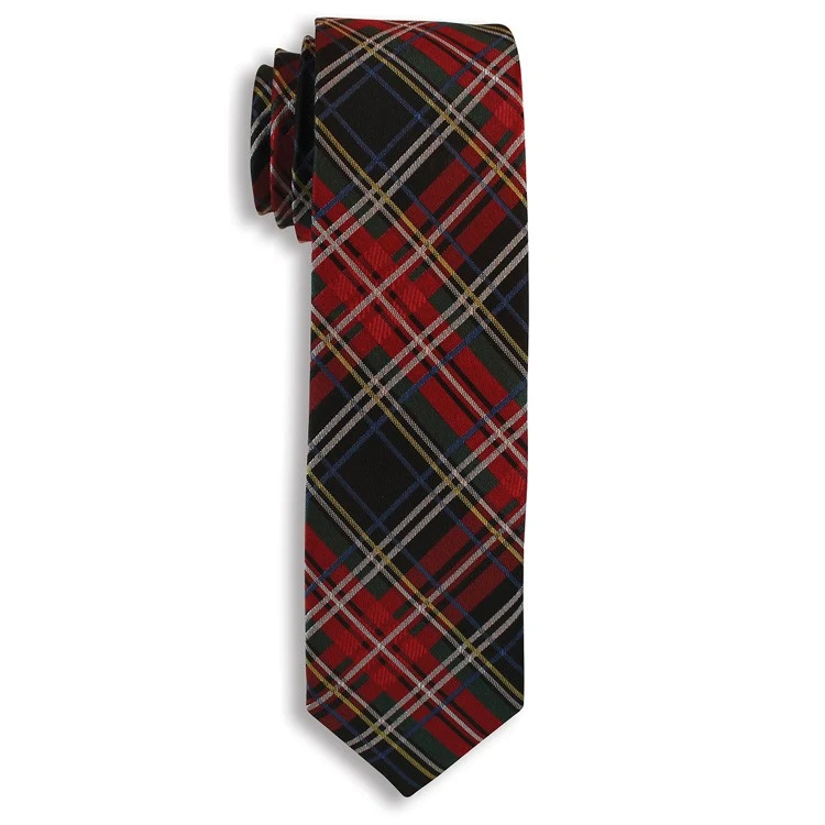 CLOSEOUT - Red & Black City Collection Polyester Ties -Plaid 1