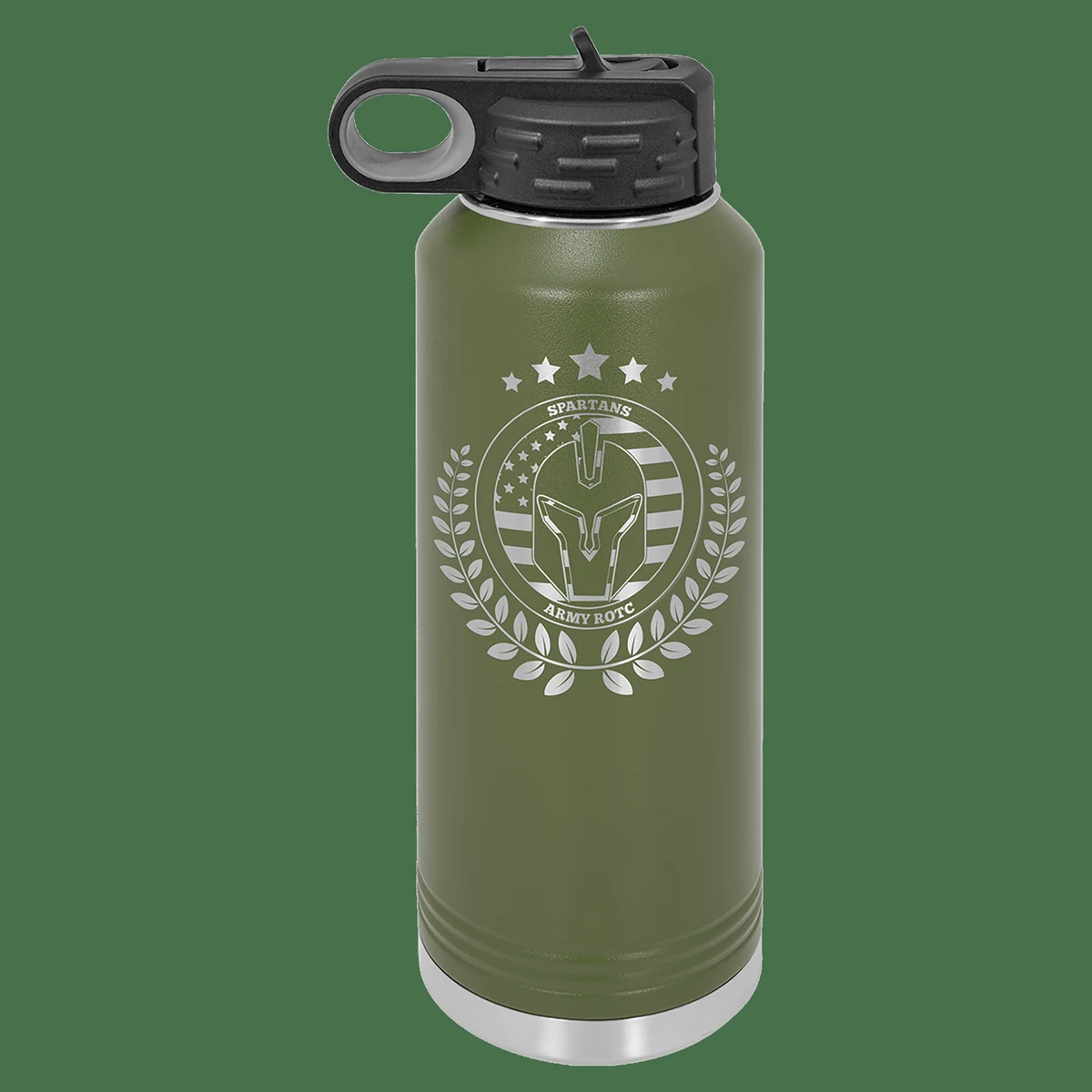 40 oz. Olive Green Powder Coated Laser Engraved Polar Camel Water Bottles, custom water bottle with logo imprint 1