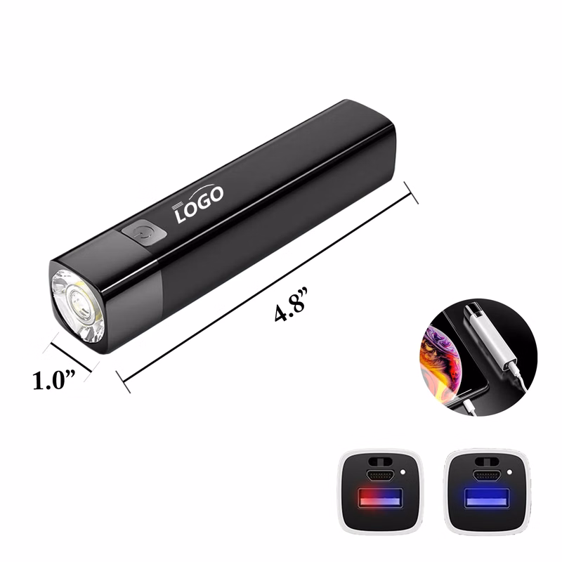 MOQ100 1200mAh ABS Flashlight Power Bank USB Outdoor